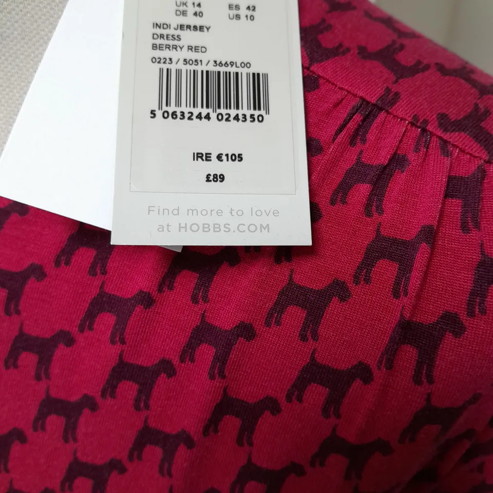HOBBS LONDON NIDI JERSEY DRESS IN RED - UK 14