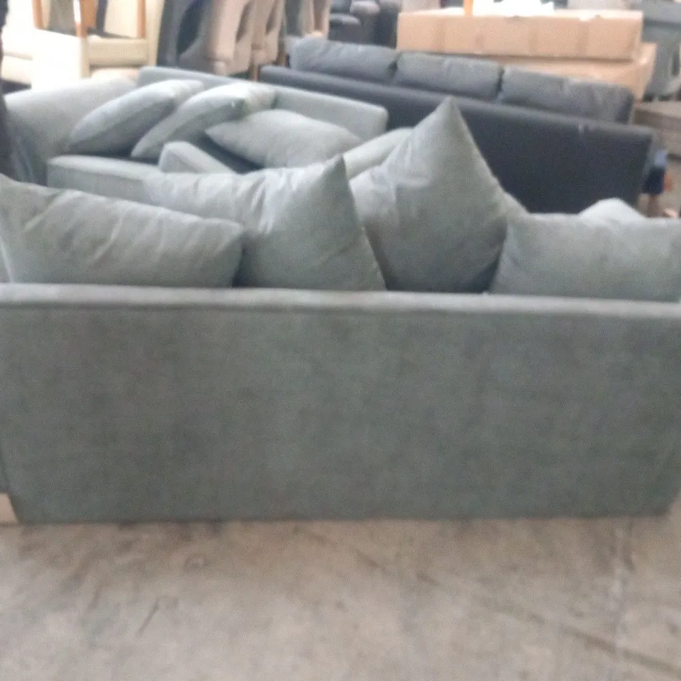 DESIGNER DURY GREY FABRIC THREE SEATER SOFA 