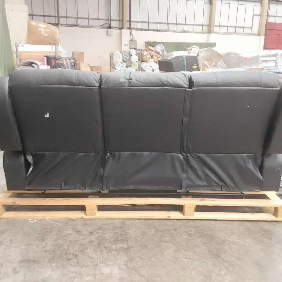 QUALITY DESIGNER MANERVIS 3 SEATER MANUAL RECLINING FAUX LEATHER SOFA 