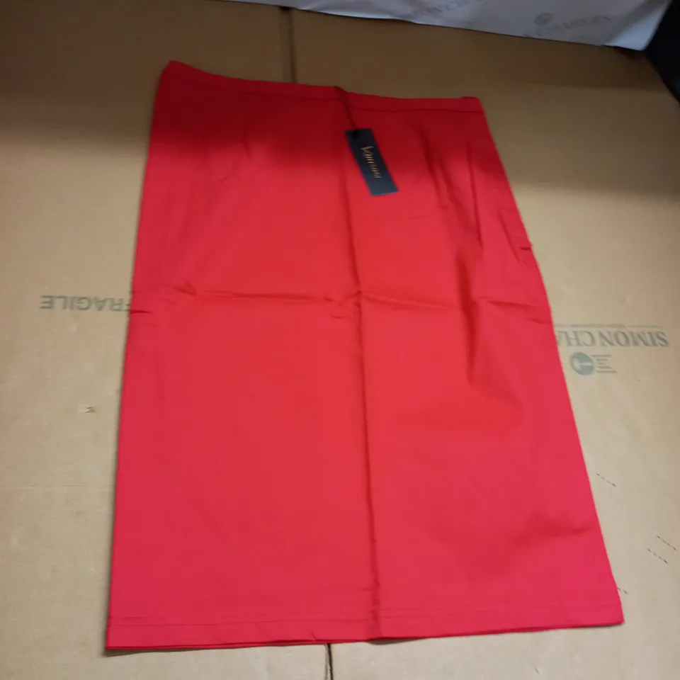 KINTSUGI WOMENS RED PENCIL SKIRT WITH HIDDEN VELCRO OPENING SIZE 18
