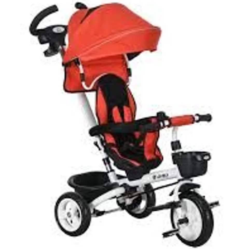 BOXED HOMCOM METAL FRAME 6 IN 1 BABY PUSH TRICYCLE WITH PARENT HANDLE FOR 1-5 YEARS OLD, RED