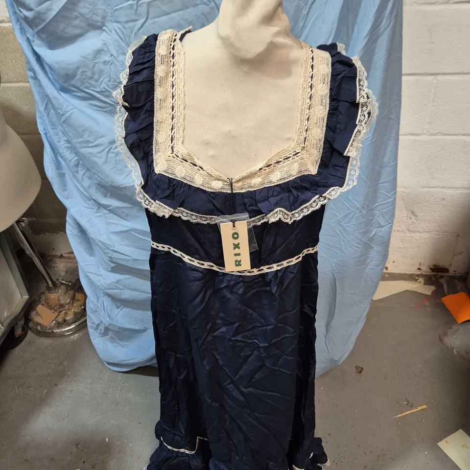 RIXO KENDARA DRESS – DEEP NAVY, UK 12 (M)