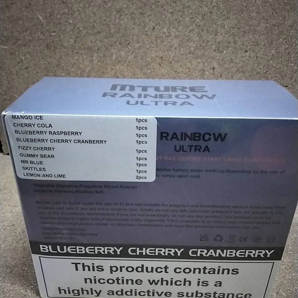 BOXED & SEALED MTURE RAINBOW ULTRA 5000 PUFF DISPOSABLE E-CIGERETTE 