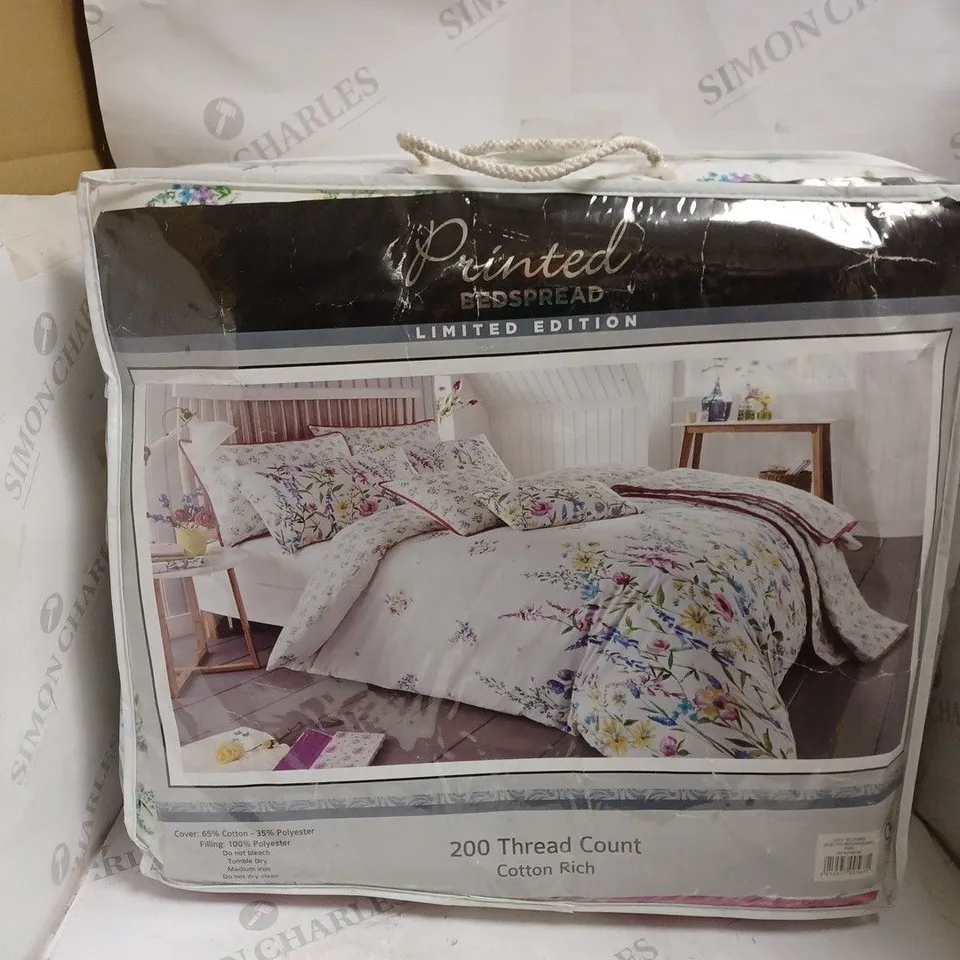 PACKAGED LIMITED EDITION 200 THREAD PRINTED BEDSPREAD - 200 X 200CM. 