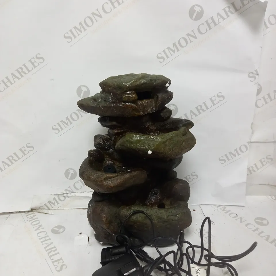 ALPINE CORPORATION 28 CM TALL INDOOR 3-TIER TABLETOP STONE WATER FOUNTAIN