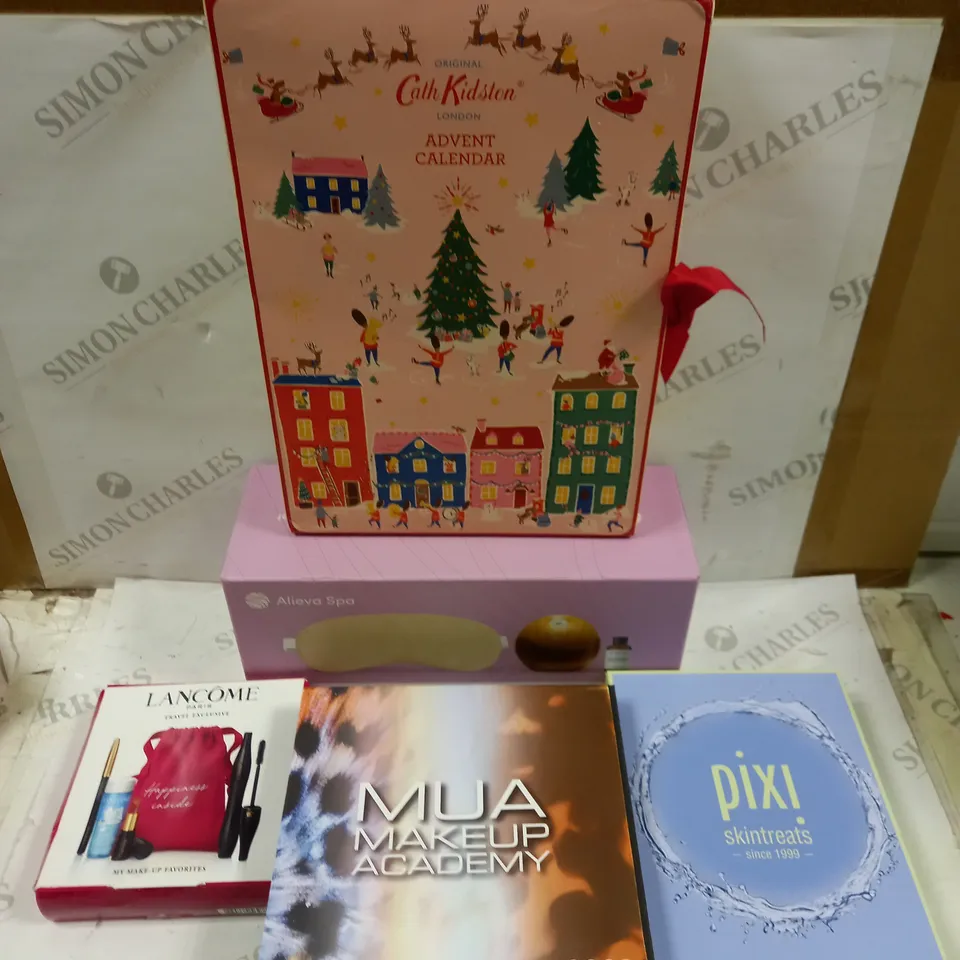 BOX OF 5 COSMETIC GIFTS SETS TO INCLUDE CATH KIDSTON ADVENT CALENDAR, LANCOME TRAVEL SET, PIXI SKINTREATS ETC 