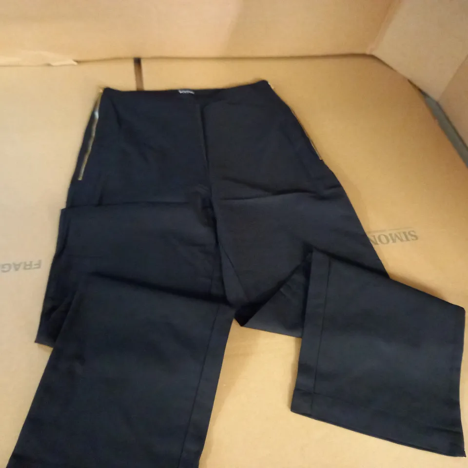 BRAND NEW KINTSUGI WOMENS BLACKK PETITE TROUSERS WITH SIDE ZIP - 10