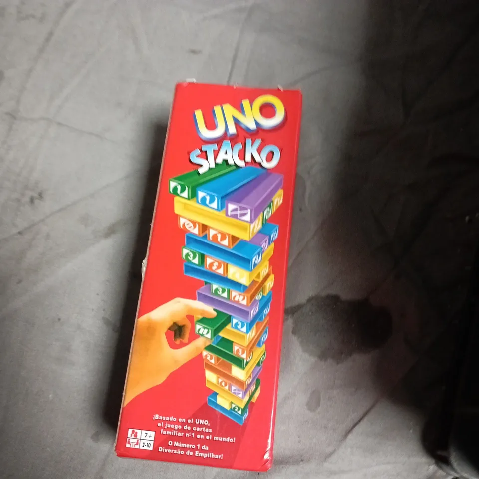 BOX OF APPROXIMATELY 15 ASSORTED TOYS INCLUDING POP POWERS OF PERSUASION GAME , UNO STACKO AND PUZZLE CATERPILLAR