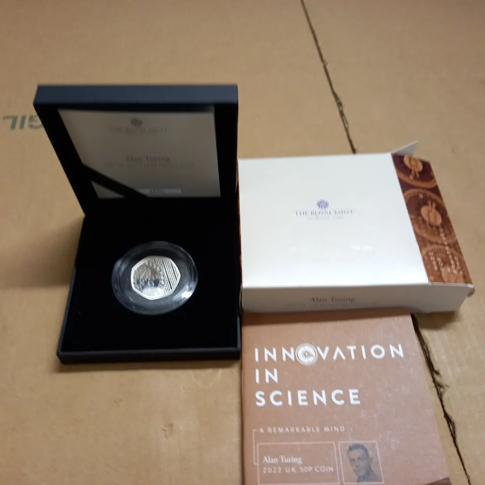 BOXED THE ROYAL MINT ALAN TURING 2022 UK 50P SILVER PROOF COIN