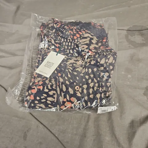 WHITE STUFF SOPHIE ORGANIC SHIRT IN NAVY PRINT SIZE 18