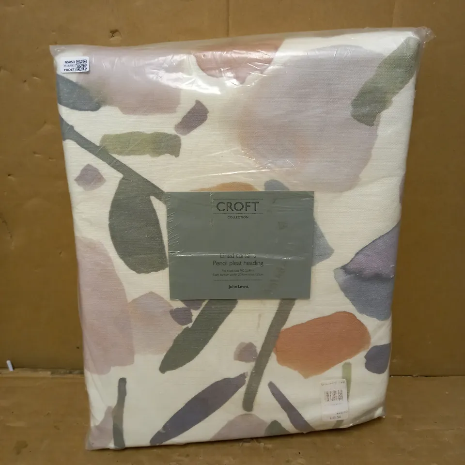 JOHN LEWIS CROFT COLLECTION PENCIL PLEAT HEADING LINED CURTAINS 
