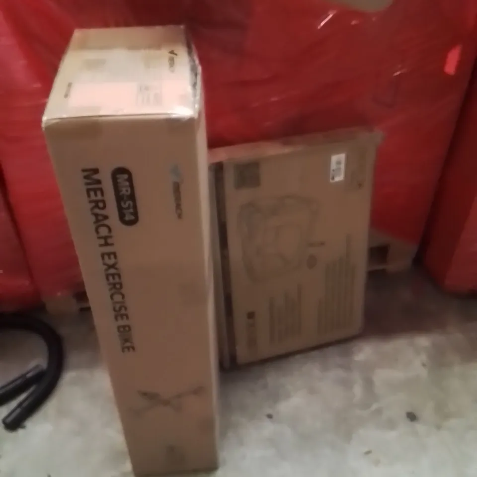 PALLET OF ASSORTED HOUSEHOLD GOODS AND PRODUCTS TO INCLUDE;EXERCISE BIKE,TRANSPORT BOX