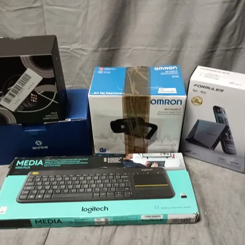 APPROXIMATELY 20 ASSORTED ELECTRICAL ITEMS TO INCLUDE ELECTRIC LOGITECH K400, FORMULAER Z11 PRO, OMRON M4 INTELLI IT, ETC - COLLECTION ONLY 