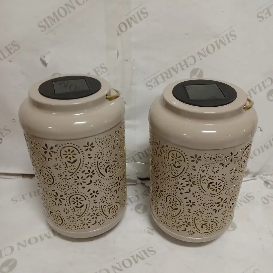 GARDEN REFLECTIONS SET OF 2 PATTERNED SOLAR LANTERNS