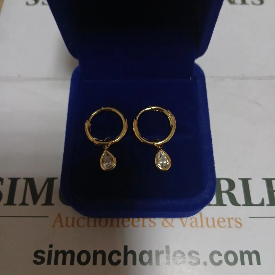 DIAMONIQUE 1.8CT BIRTHSTONE HOOP EARRINGS STERLING SILVER APRIL