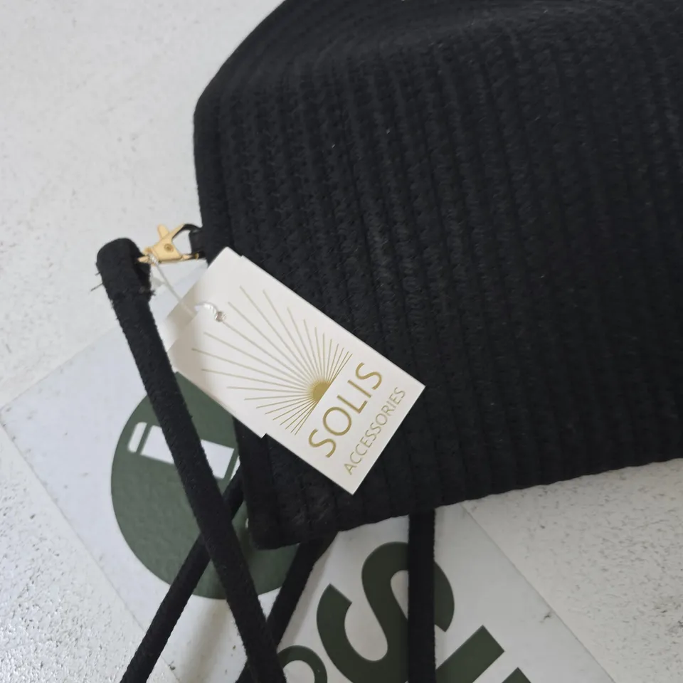 SOLIS ACCESSORIES BLACK CORDUROY CROSSBODY BAG