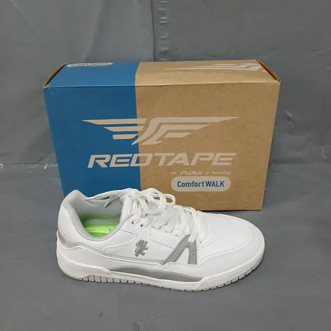 BOXED PAIR OF REDTAPE WHITE GREY TRAINERS UK 7