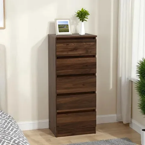 BOXED WALKER 5 DRAWER NARROW CHEST WHITE (1 BOX)