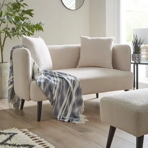 BOXED QUALITY DESIGNER JAMIE 2 SEATER SOFA & FOOTSTOOL