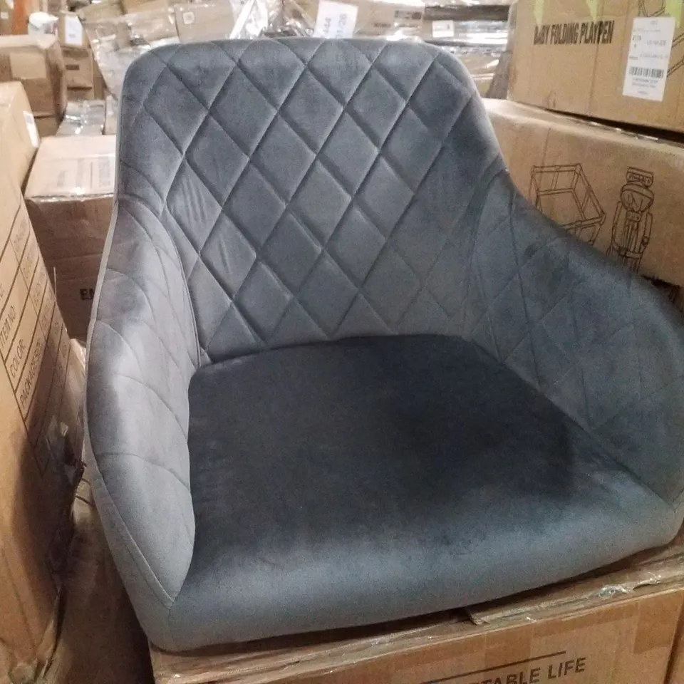 BOXED MOREE SET OF TWO GREY VELVET DINING CHAIRS (1 BOX)