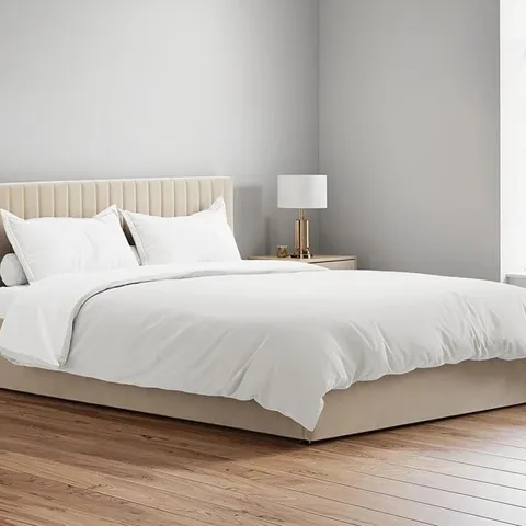 BOXED BERLIN BEIGE OTTOMAN DOUBLE BED FRAME - 4'6 DOUBLE, BEIGE (2 BOXES)