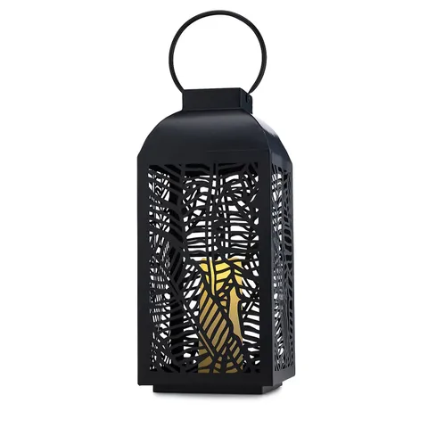 GARDEN STORIES 50CM LARGE METAL OUTDOOR LANTERN WITH LED CANDLE