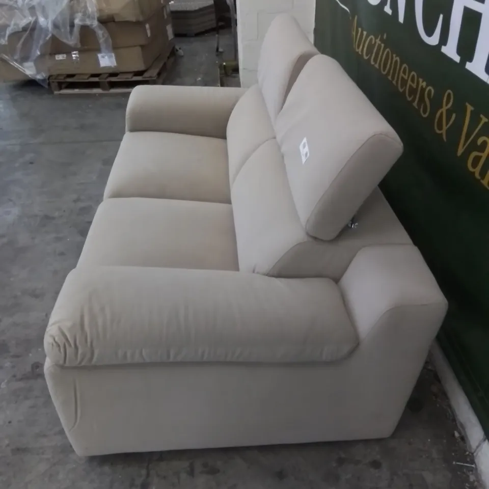 QUALITY DESIGNER UPHOLSTERED SOFT FABRIC 2 SEATER SOFA WITH ADJUSTABLE HEAD RESTS 