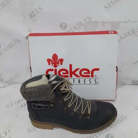 BOXED RIEKER CUFFED WATER RESISTANT LACED HIKING BOOTS SIZE 8