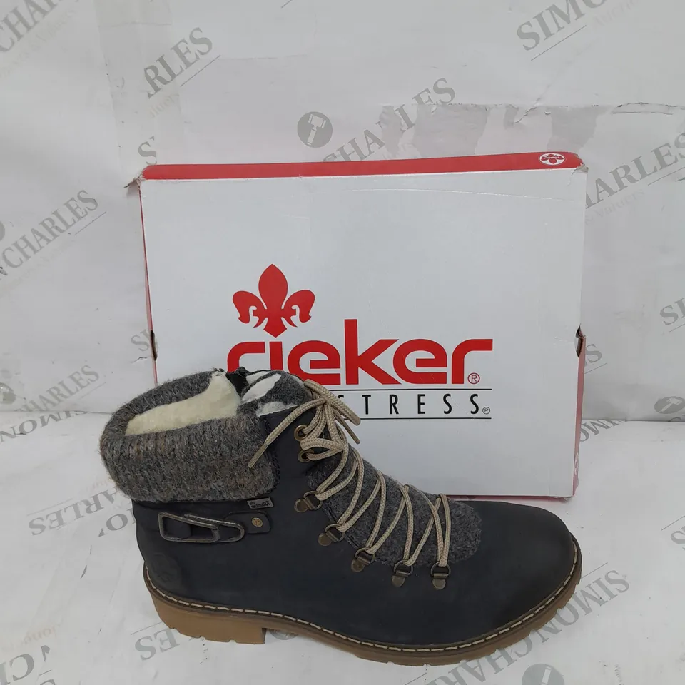 BOXED RIEKER CUFFED WATER RESISTANT LACED HIKING BOOTS SIZE 8 