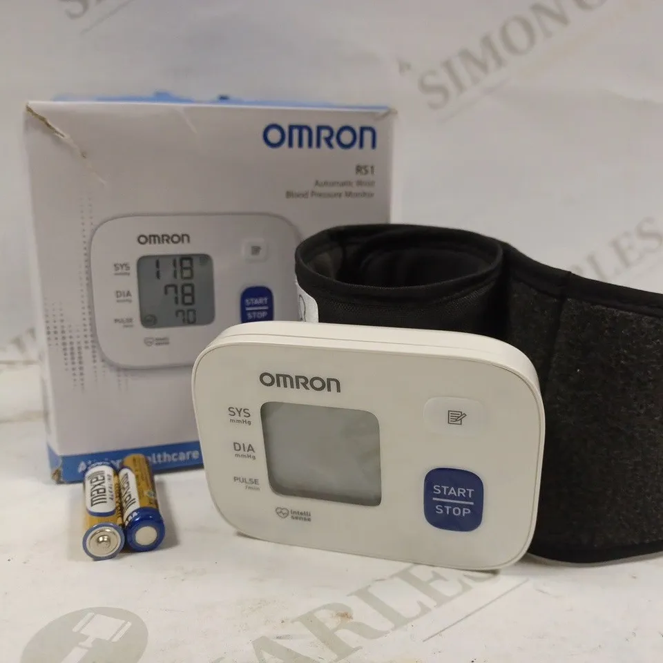 BOXED OMRON RS1 AUTOMATIC WRIST BLOOD PRESSURE MONITOR 
