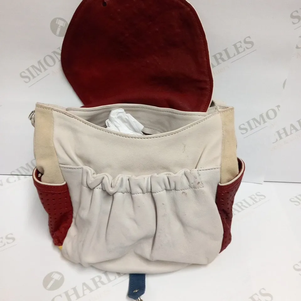 ISABEL MARANT RED, GREY AND YELLOW SOFT LEATHER SADDLE BAG