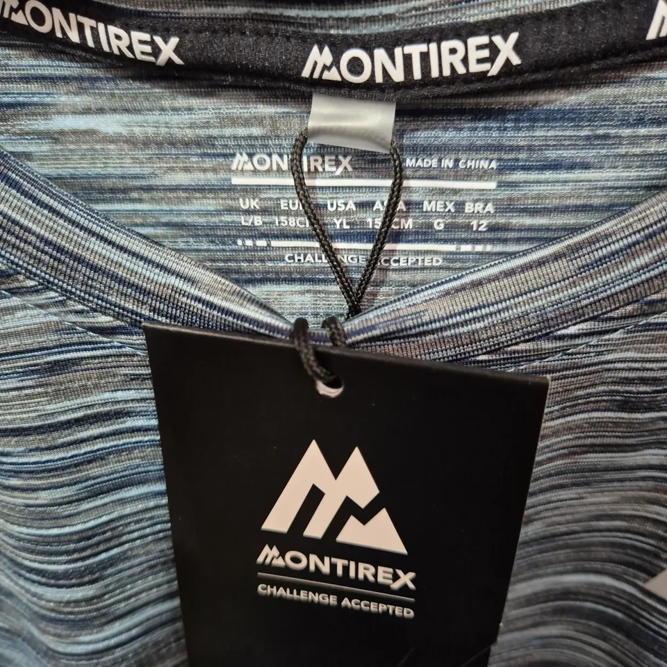 MONTIREX T-SHIRT – BLUE HEATHER, SHORT SLEEVE, CHALLENGE ACCEPTED LOGO