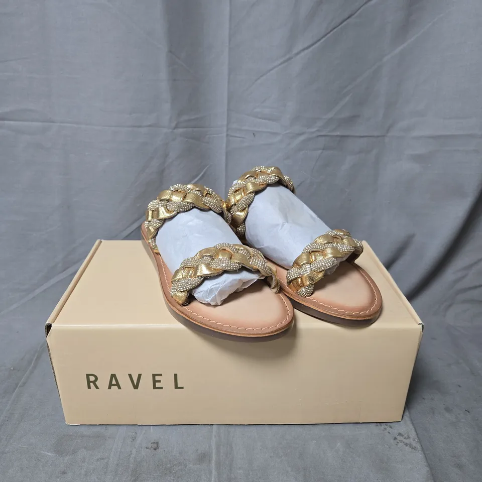 RAVEL WOMEN'S SANDALS WITH BRAIDED METALLIC STRAPS – BOXED - SIZE 4