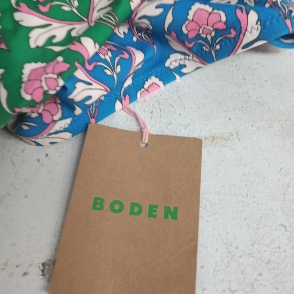 BODEN WOMEN'S FLORAL PRINT SWIMSUIT – PINK, GREEN & BLUE, HALTER NECK - UK 14