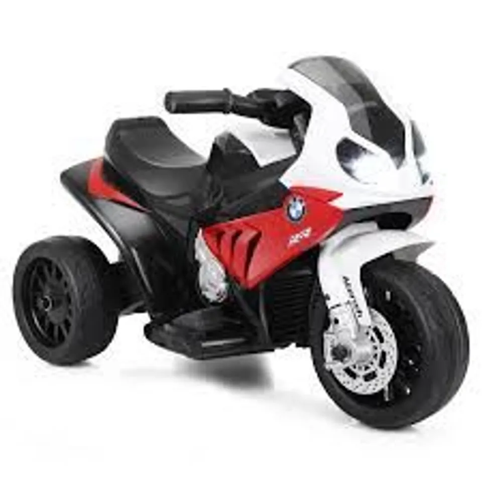 BOXED 6V KIDS RIDE ON MOTORCYCLE WITH TRAINING WHEELS AND HEAD LIGHT - RED