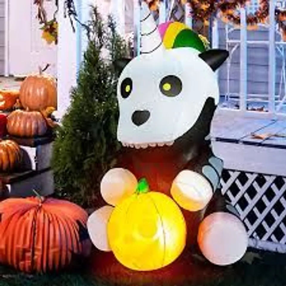 BOXED COSTWAY UNICORN SKELETON WITH PUMPKIN INFLATABLE HALLOWEEN DECORATION