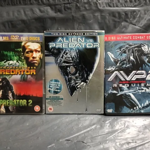 SET OF 3 ASSORTED DVD FILMS TO INCLUDE PREDATOR, ALIEN VS PREDATOR, ETC
