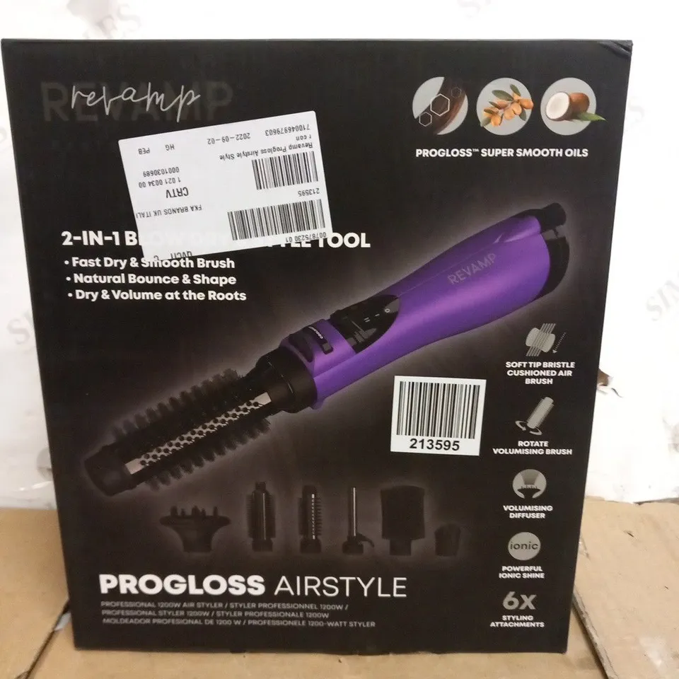 BOXED REVAMP PROGLOSS AIRSTYLE 2 IN 1 BLOW DRY AND STYLE TOOL