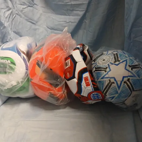 FOUR ASSORTED FOOTBALLS
