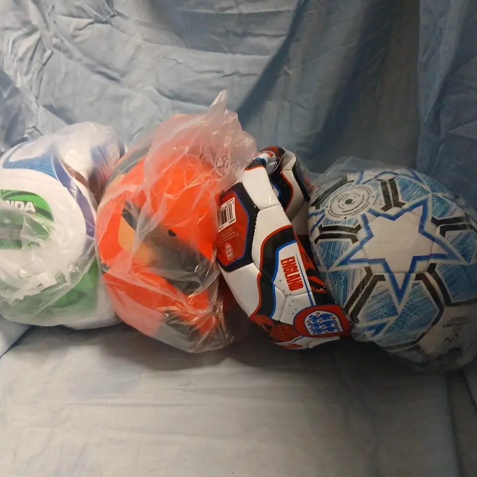 FOUR ASSORTED FOOTBALLS