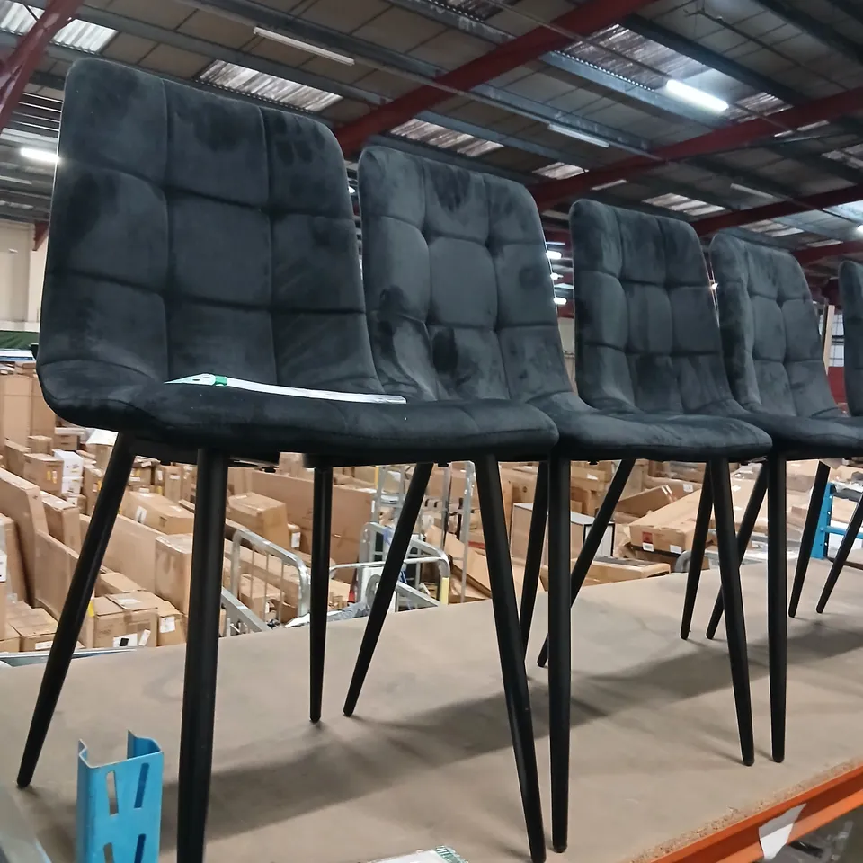 SIX VELVET UPHOLSTERED KITCHEN DINING CHAIRS