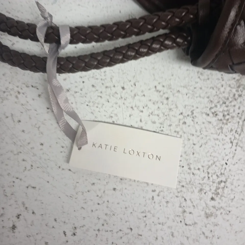 KATIE LOXTON BROWN BRAIDED LEATHER HANDBAG