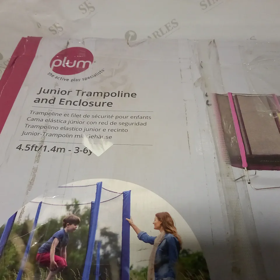BOXED 4.5 FT BLUE JUNIOR TRAMPOLINE AND ENCLOSURE RRP £149.99