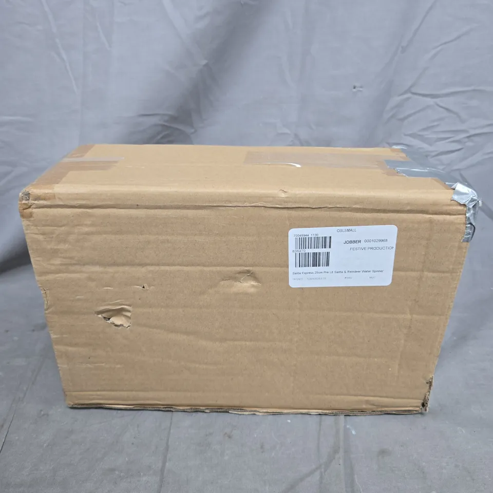 SANTA EXPRESS 25CM PRE LIT SANTA & REINDEER WATER SPINNER