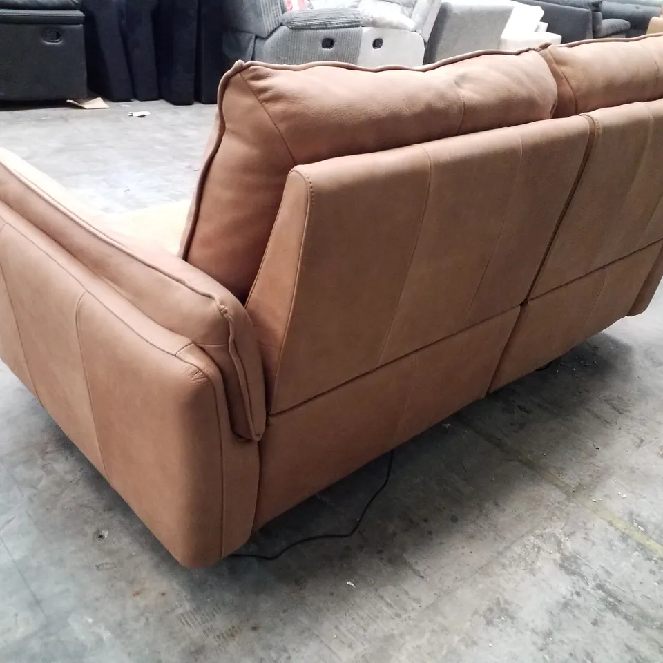 QUALITY ITALIAN DESIGNER BOLZANO 2 SEATER ELECTRIC RECLINER LOVESEAT - TAN FAUX LEATHER 