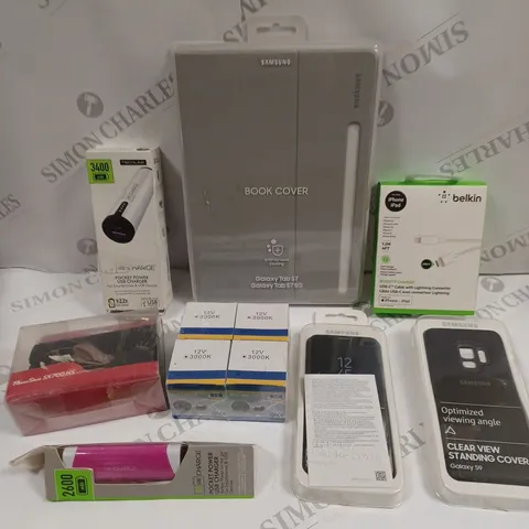 APPROXIMATELY 20 ASSORTED ELECTRICAL PRODUCTS TO INCLUDE TABLET CASES, CHARGING CABLES, POWERBANK ETC