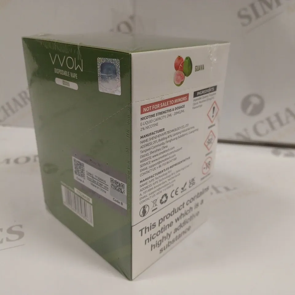 SEALED SMOK VVOW 10-PACK OF DISPOSABLE VAPES - GUAVA