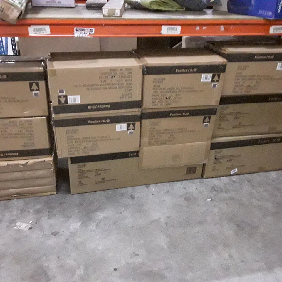 LOT OF APPROXIMATELY 3 BOXED BRAND NEW 6FT SNOWY TREES & 8 BOXES OF BRAND NEW SILVER BAUBLE SETS