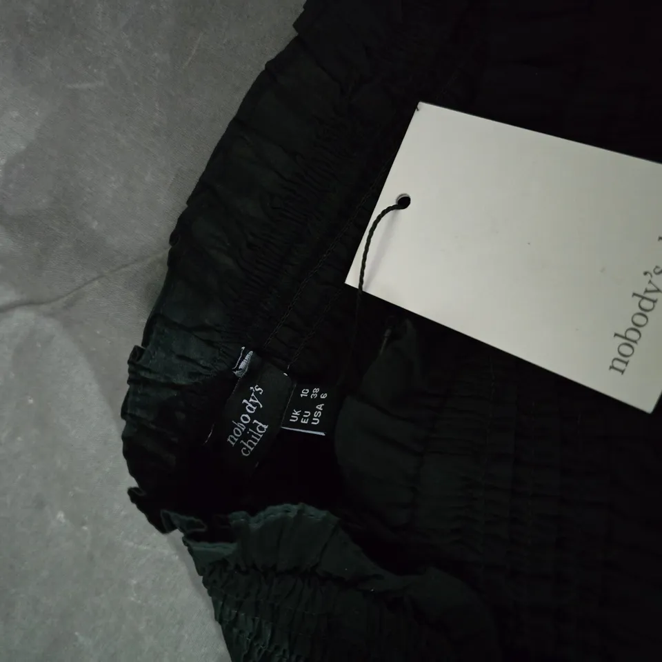 NOBODY'S CHILD BLACK OFF-SHOULDER SMOCKED CROP TOP UK10