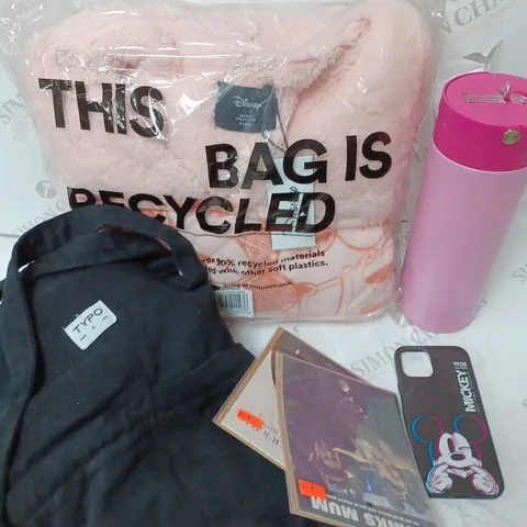 APPROXIMATELY 5 COTTON ON ITEMS INCLUDING DISNEY MICKEY THROW, LARGE PINK WATER BOTTLE, CARD SET AND BIG BLACK TOTE BAG